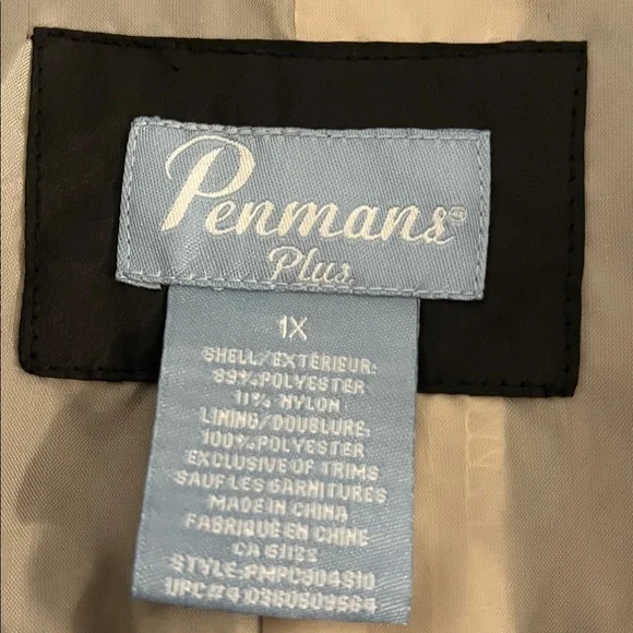 PENMANS Black Raincoat Rain Jacket Liked Snaps Details 1X - Picture 7 of 11
